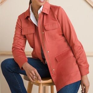 CHICO’S Satin Utility Explorer Jacket Long Sleeve Desert Red NEW Size 2 US 12/14